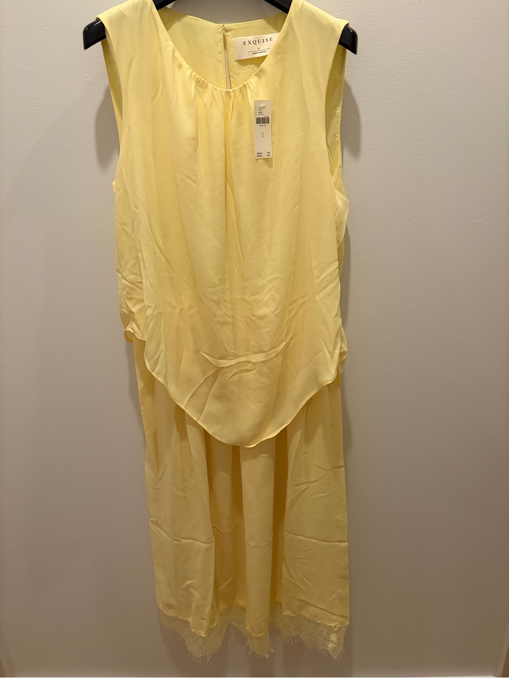 Anthropologie Pale Yellow Delicate Lace Sleeveless Dress